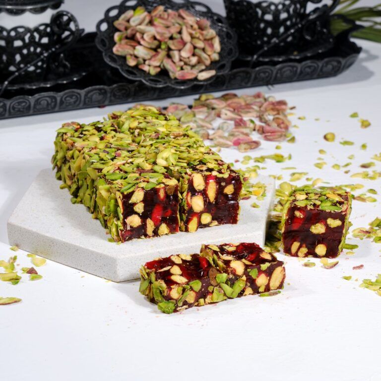 Pistachio-Covered Pomegranate Turkish Delight Roll