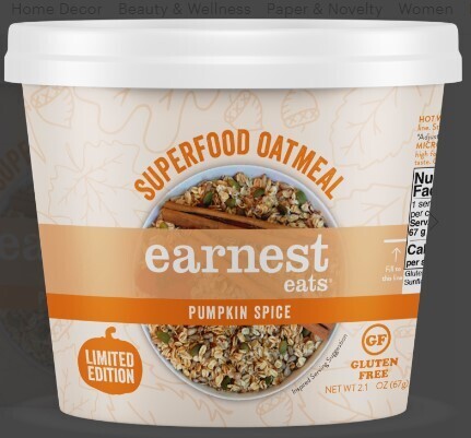 Earnest Eats Pumpkin Spice Superfood Oatmeal cup