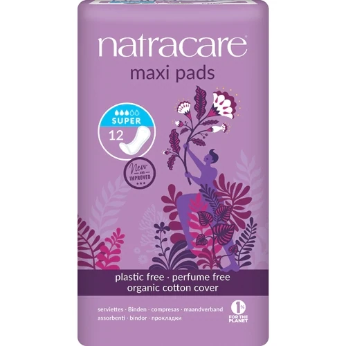 Natracare - Cotton Natural Feminine Maxi Pads Super - 12 Pad(s)