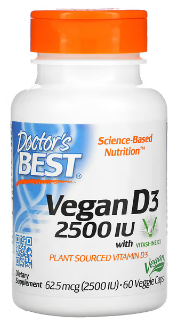 Doctor's Best - Vegan Vitamin D3 2500 IU - 60 Vegetarian Capsules