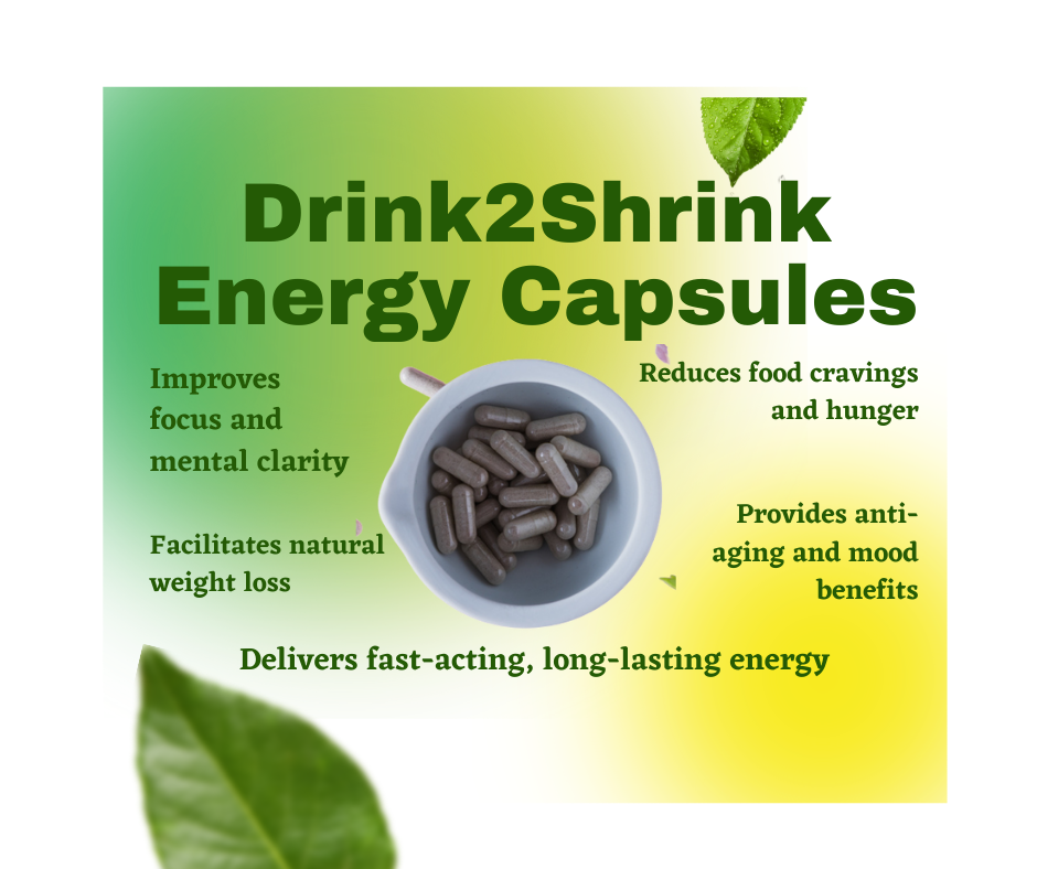 Drink2Shrink Energy Capsules - All Natural Energy - 60 Capsules