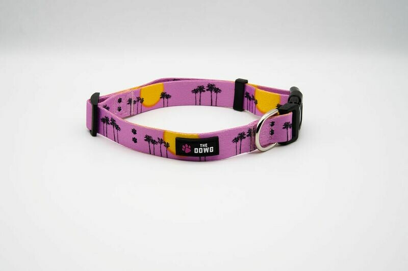 &quot;Sunsets and Sandy Paws&quot; Dog Collar-ROSE PINK