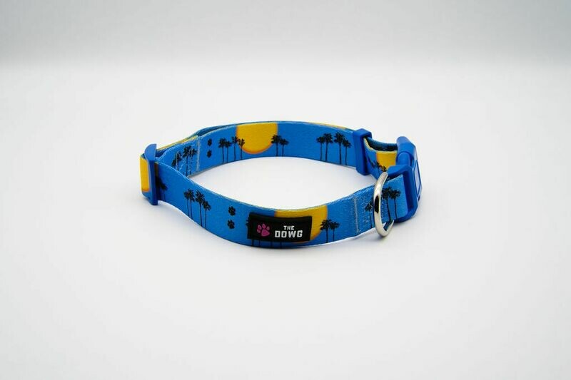 &quot;Sunsets and Sandy Paws&quot; Dog Collar-SKY BLUE