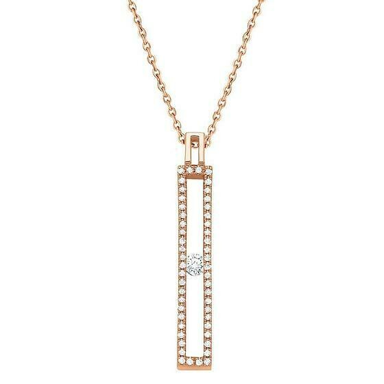 Pendentif Or rose barrette diamants