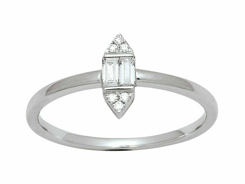 Bague Pointe diamants, Or gris