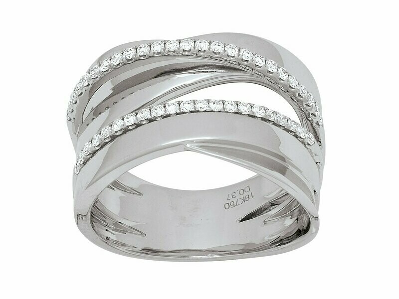 Bague lignes croisées diamants, Or gris