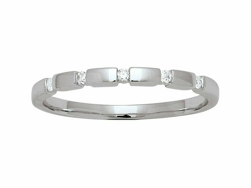 Demi-Alliance diamants, Or gris