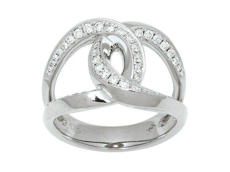 Bague double boucle Diamants en Or gris
