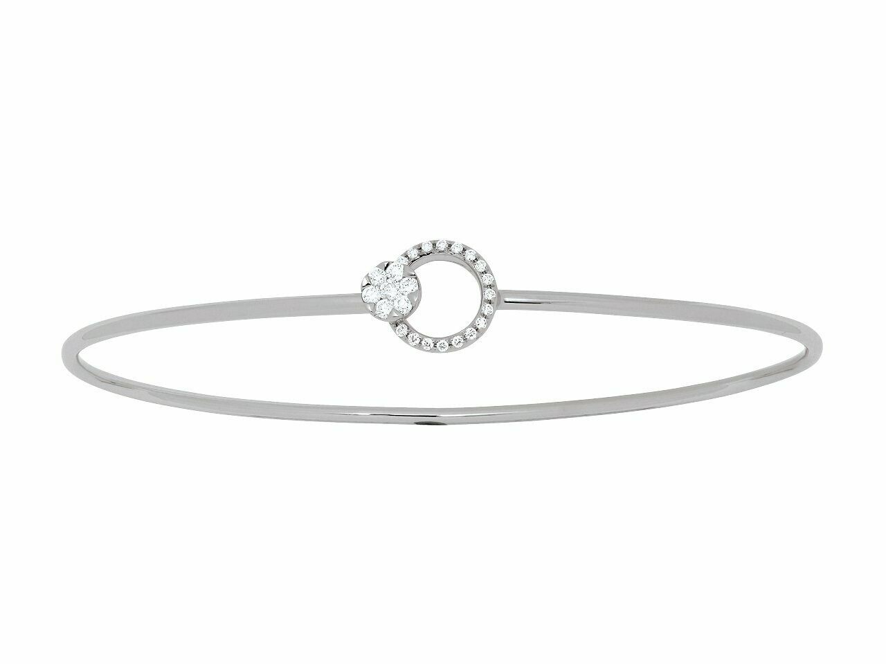 Bracelet Jonc, cercle ajouré et boucle, diamants en Or gris