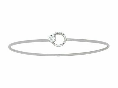 Bracelet Jonc, cercle ajouré et boucle, diamants en Or gris