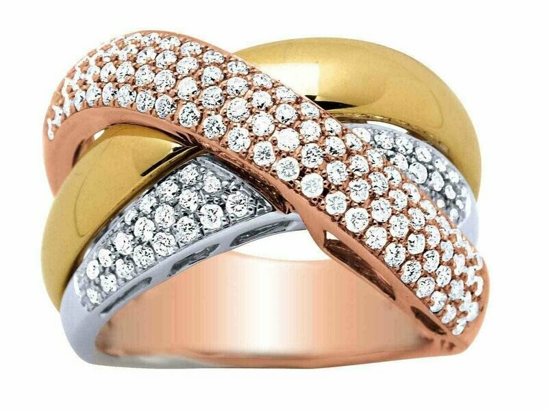 Bague croisée diamants , 3 Ors