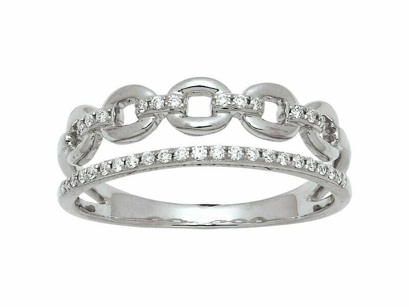 Bague duo Alliance et Anneaux, diamants, Or gris