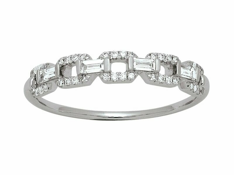 Bague motifs Carrés, diamants, Or gris