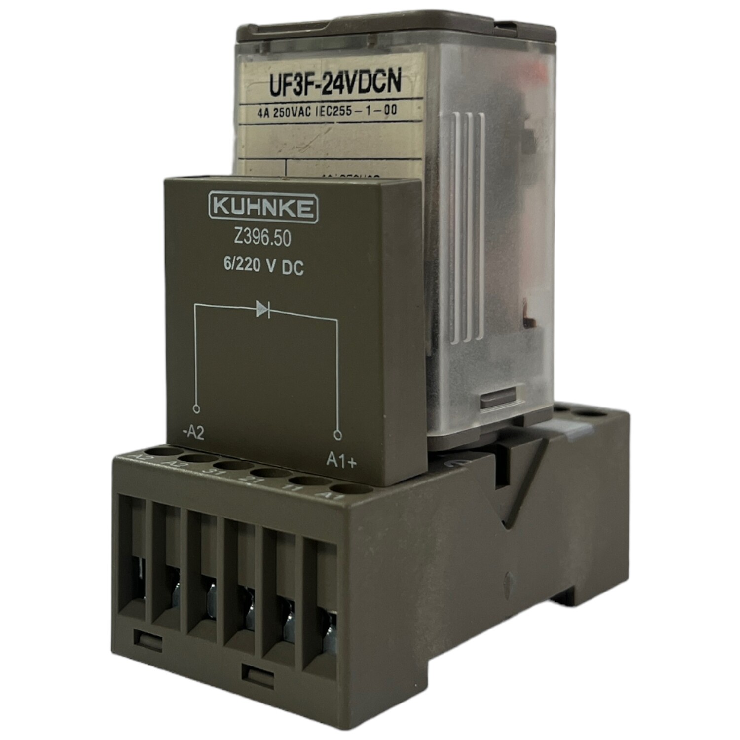 Kuhnke Relaismodul UF3G-24VDC N mit Sockel Z396 und Suppressormodul Z396.50 Art.-Nr. UF3G24VDCN-Z396-Z39650