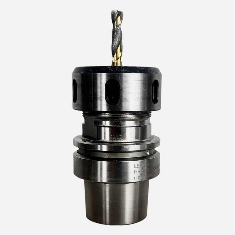 HSK 63 E ER 40 LEUCO Spannzangenfutter A=76 N=24.000 , 3-20 mm mit Fräser 8 mm NL= 38mm  mit Beschichtung