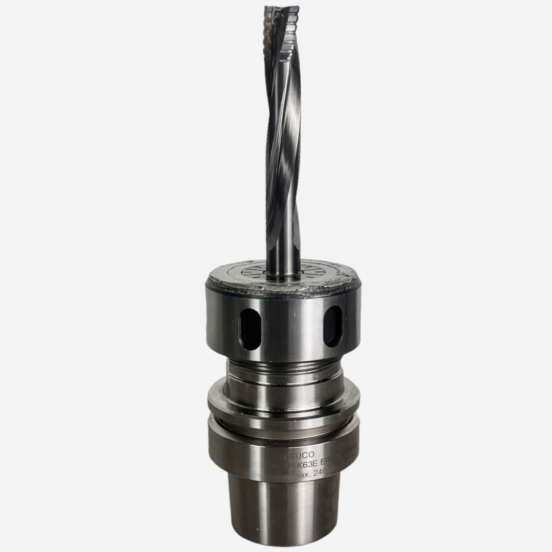 HSK 63 E ER 40 LEUCO Spannzangenfutter A=76 N=24.000 , 3-20 mm mit Fräser 14 mm L= 100 mm Z=3