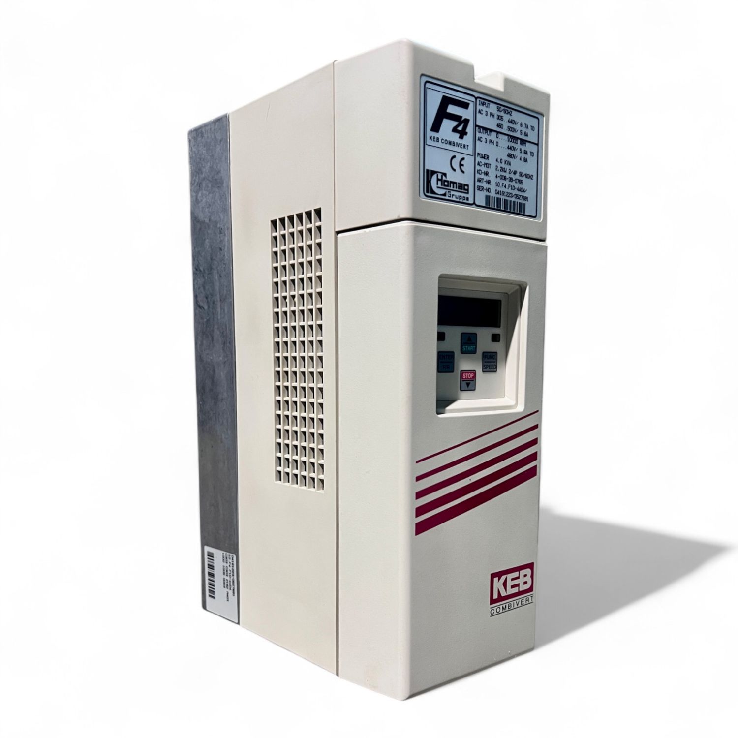 KEB COMBIVERT F4 Frequenzumrichter 10.F4.F1D-4A04 für 2.2 kW Motorleistung mit RS232-Toslink Modul