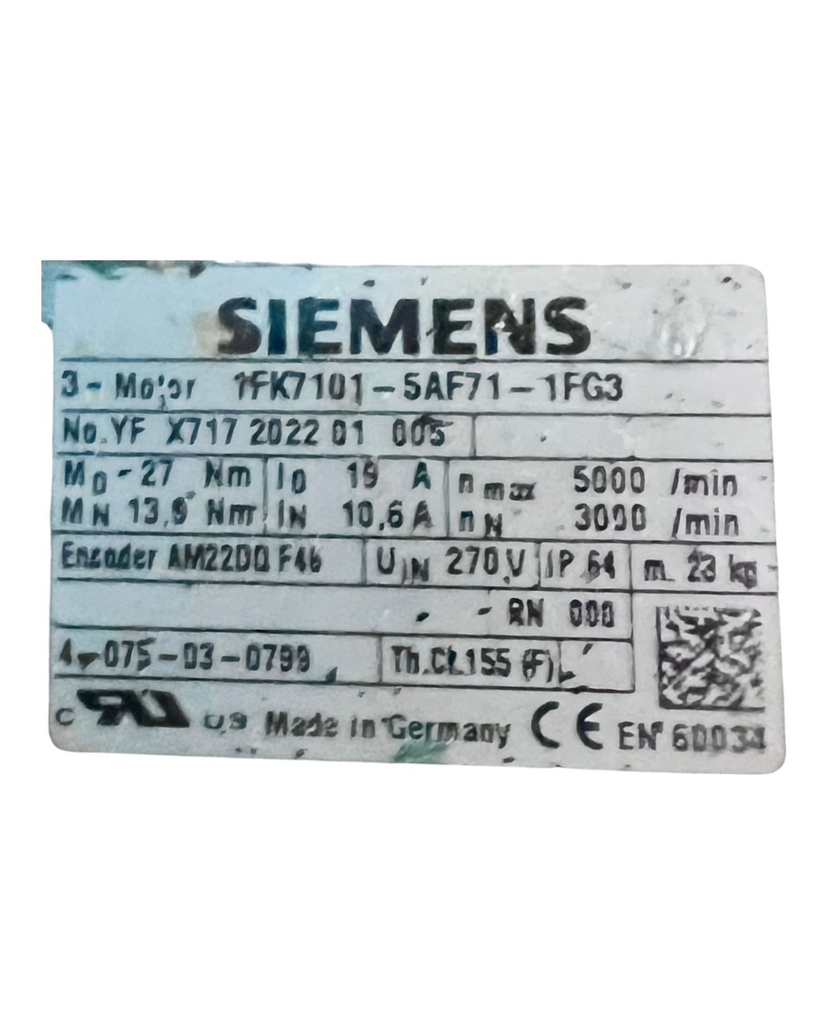 HOMAG BOF BAZ Siemens Servomotor 1FK7101-5AF71-1FG3 mit Wittenstein Planetengetriebe TP 050V-MF1-10-0K0-2S