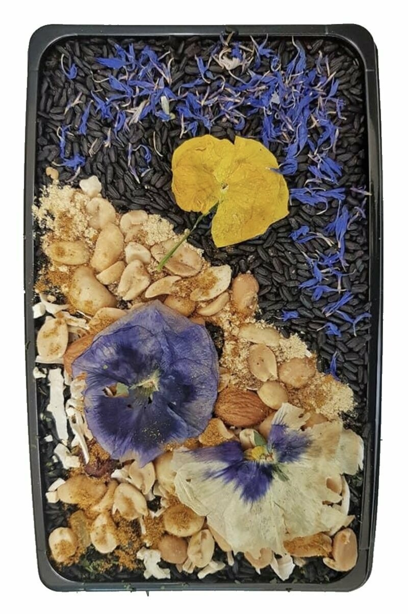 Risotto Gourmet - Riso venere con fiori eduli, arachidi e mandorle