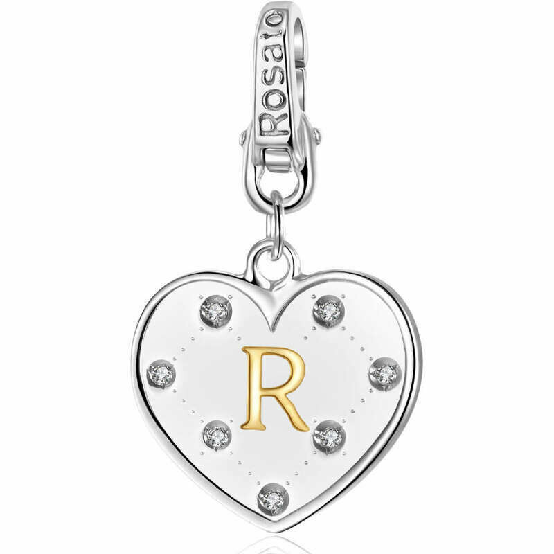 ROSATO Ciondolo Charm Cuore con R in Argento 925