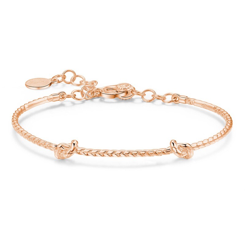 ROSATO Bracciale Base Rigido 2 nodi in Argento Rosa 925