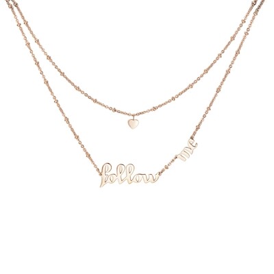 BROSWAY Collana Script &quot;Follow Me&quot; in Acciaio pvd oro Rosa