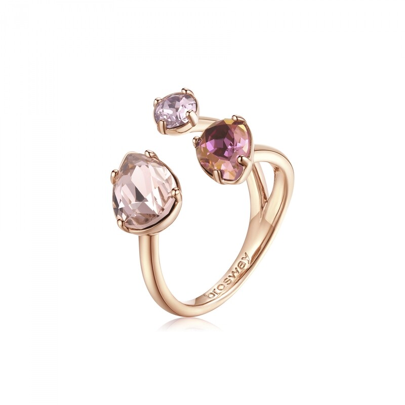 BROSWAY Anello Affinity in Ottone Galvanica Rosa e Cristalli Colorati Swarovski