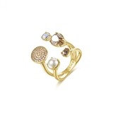 BROSWAY Anello Affinity  in Ottone Galvanica Oro Perle e Cristalli Colorati Swarovski