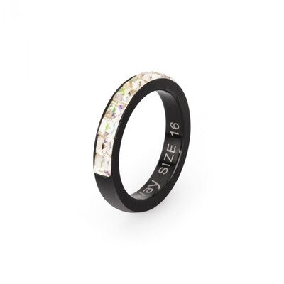 BROSWAY Anello Tring Forza in Acciaio pvd Nero e Cristalli Swarovski