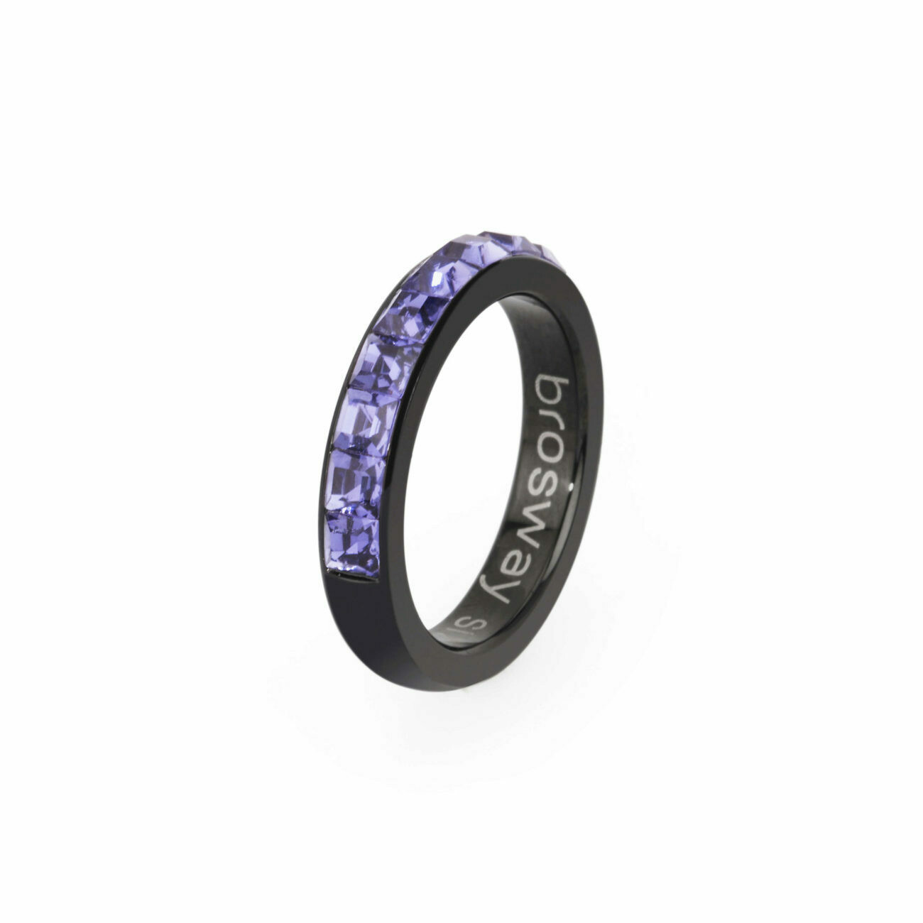 BROSWAY Anello Tring Conquista in Acciaio pvd Nero e Cristalli Tanzanite Swarovski