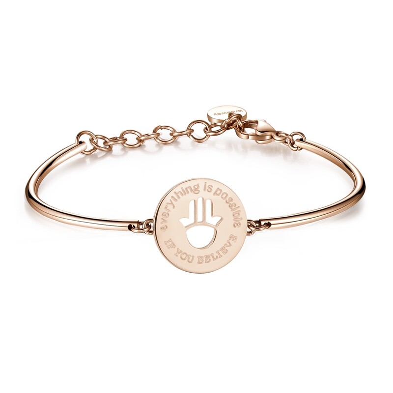 BROSWAY Bracciale Chakra Mano di Fatima in Acciaio pvd Oro Rosa