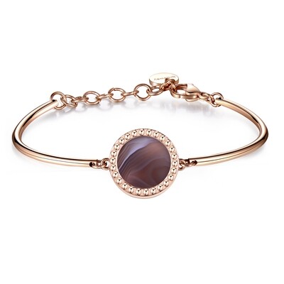 BROSWAY Bracciale Chakra Botswana Agate in Acciaio pvd Oro Rosa