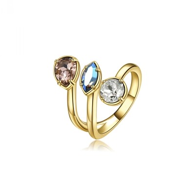 BROSWAY Anello Affinity in Ottone pvd Oro e Cristalli Colorati Swarovski