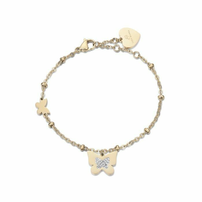 LUCA BARRA Bracciale con Farfalla in Acciaio pvd Oro