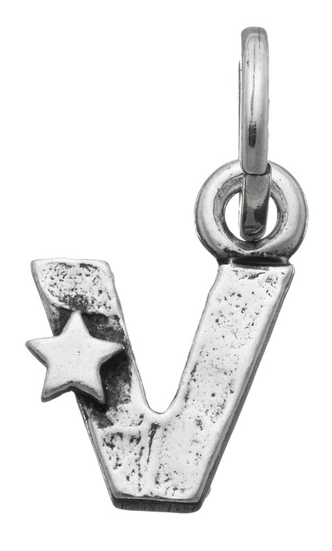 GIOVANNI RASPINI Ciondolo Charm Lettera &quot;V&quot; Con Stelle In Argento 925