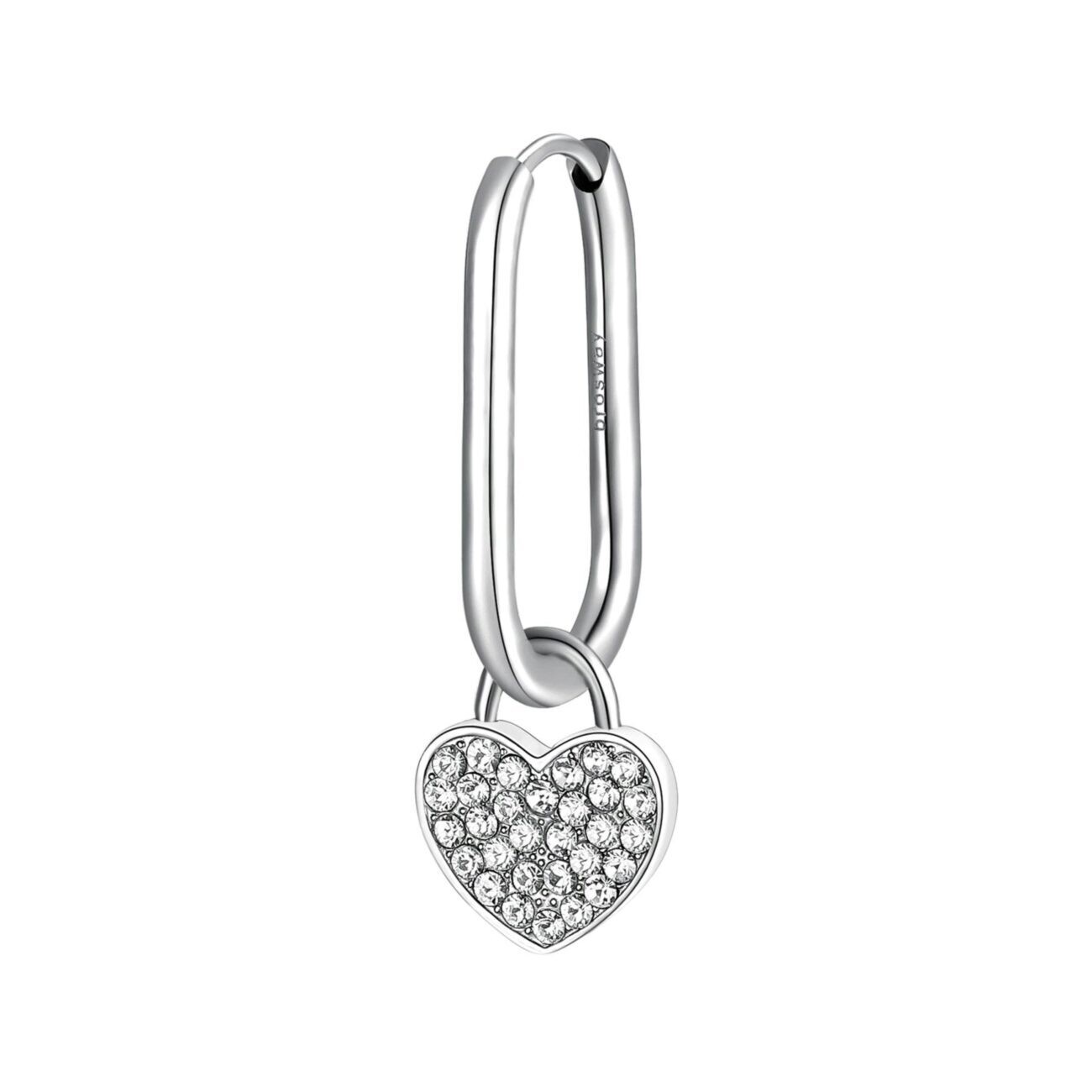 BROSWAY Orecchino Singolo CHAKRA in Acciaio con Cuore e Cristalli Crystal