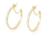 BROSWAY Orecchini Cerchio EAR TRING in Acciaio Dorato con Cristalli Bianchi Swarovski