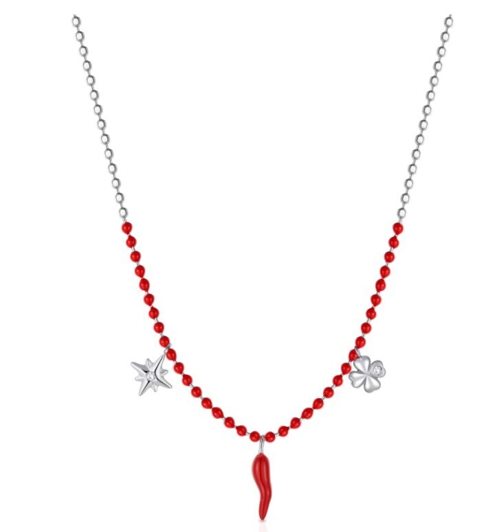 BROSWAY Collana CHANT in Acciaio e Smalto Rosso