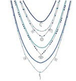 BROSWAY Collana Multifilo CHANT in Acciaio con Smalto Blu e Turchese