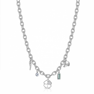 BROSWAY Collana CHAKRA PORTAFORTUNA in Acciaio con Cristalli Crystal