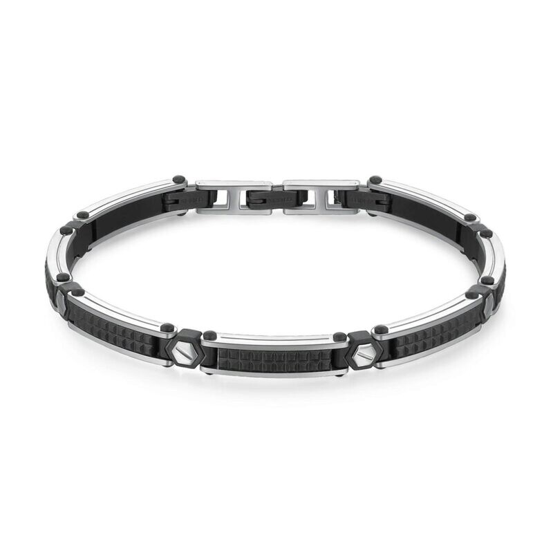 BROSWAY Bracciale BLACKLINER in Acciaio Lucido e Finitura Color Nero Satinato