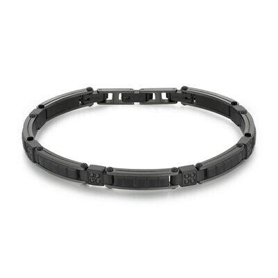 BROSWAY Bracciale BLACKLINER in Acciaio in finitura Nero Lucido e Satinato con cubic Zirconia Black