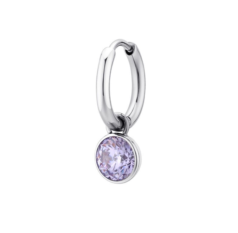 BROSWAY Orecchino SINGOLO CHAKRA in Acciaio con Zircone Lavander