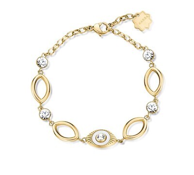 BROSWAY Bracciale MISTICI in Acciaio Dorato con Cristalli Crystal e Madreperla