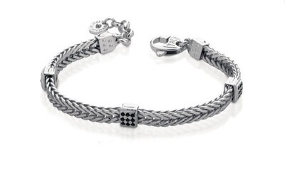 ANANDA 925 Bracciale in Argento 925 con Pietre Nere