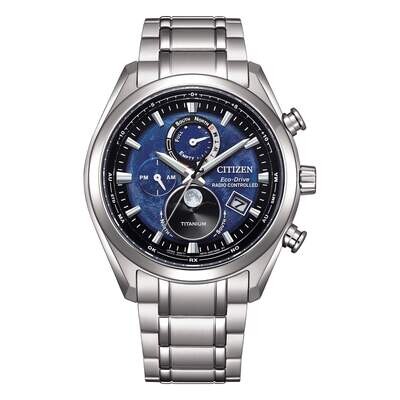 CITIZEN Tsuki-Yomi Moonphase Radiocontrollato Super Titanio Eco Drive BY1010-81L. Orologio da Polso Uomo