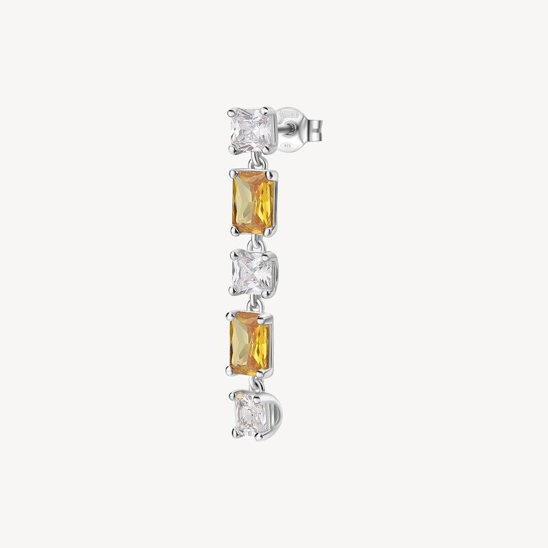 BROSWAY Orecchino SINGOLO FANCY Energy Yellow in Argento 925 con Zirconi Colorati