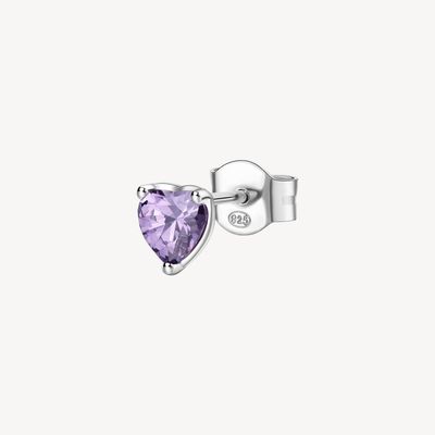 BROSWAY Orecchino Singolo FANCY in Argento 925 con Zirconi Magic Purple Cuore