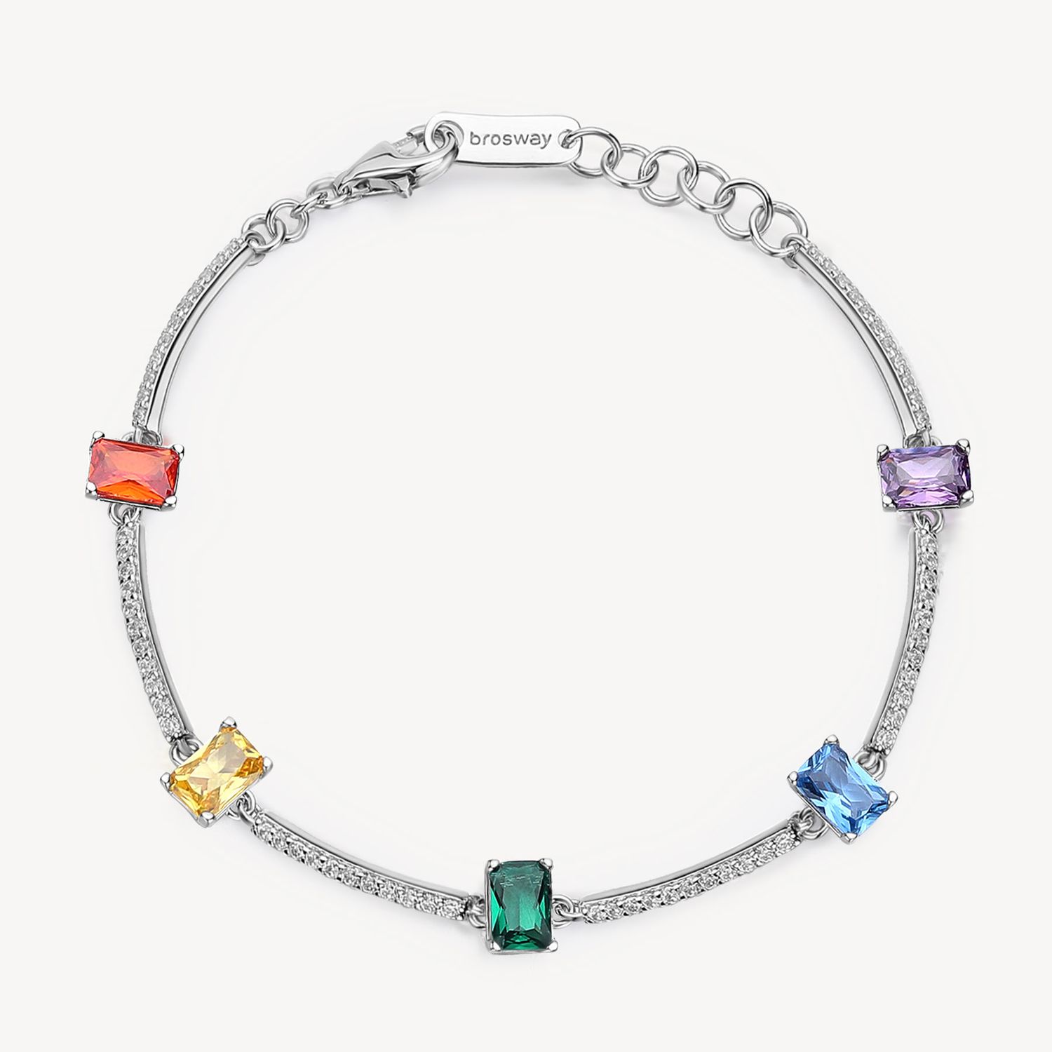 BROSWAY Bracciale FANCY in Argento 925 con Zirconi Joyful Rainbow