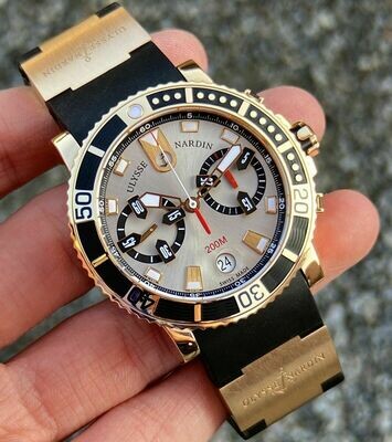 Ulysse Nardin Maxi Marine Diver Chronograph Men's Rose Gold 43mm Watch 8006-102